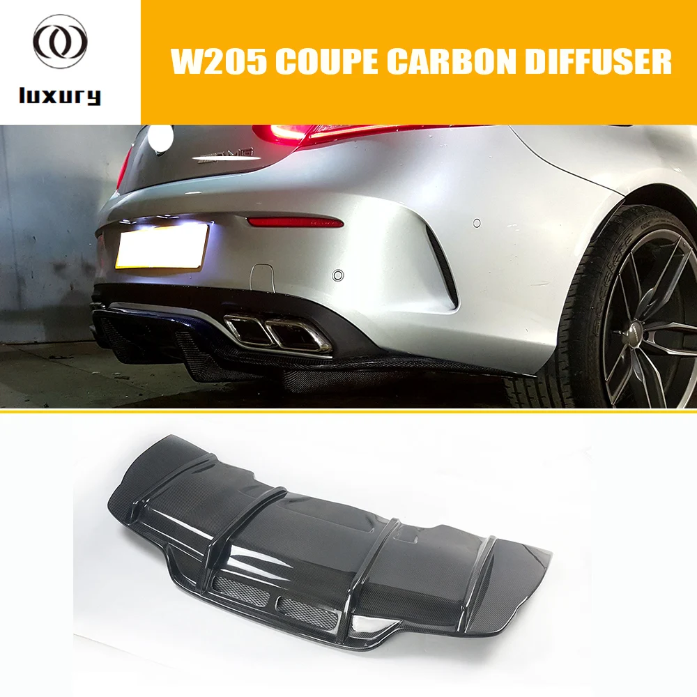 W205 Coupe PSM Стиль углеродного волокна задний бампер диффузор для Benz C200 C300 C43 и C63 AMG 2DR