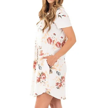 

Summer Fashion O Party Casual Wedding Neck Women Vestidos Dress Short Sleeve Floral Dresses Mini Black Print#2019.7.12