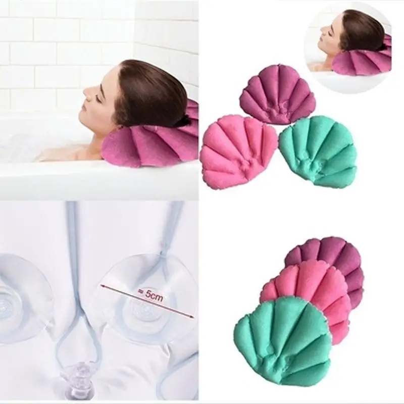 3 Colors Bathroom Inflatable Spa Bath Pillow Head Back Neck Cushion