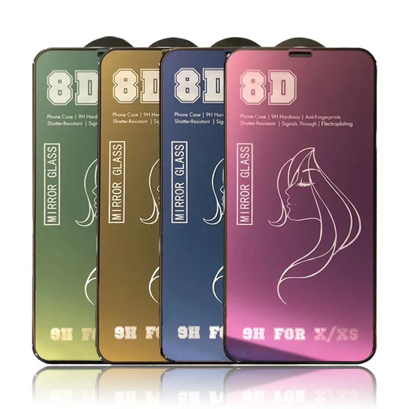 

LinXiang 8D Mirror Full Cover Tempered Glass Screen Protector For iPhone 6 6s 7 8 Plus X XR XS Max