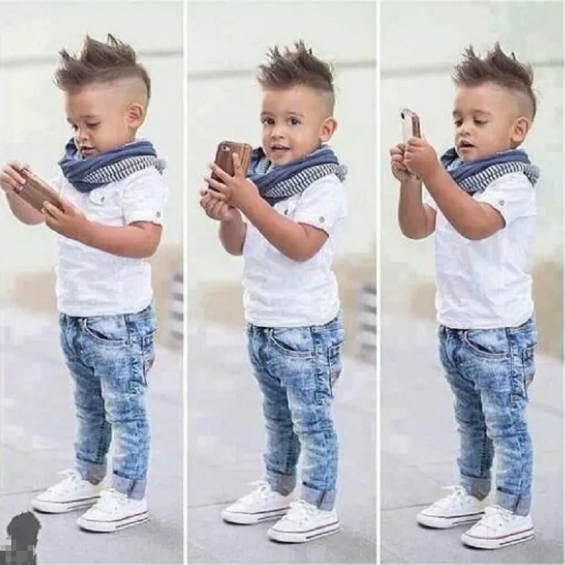 

Summer Children Boy Clothes 2018 New Sets Kids 3pcs Short Sleeves T-Shirt Toddler Suits Pants Child Clothing with Scarf CLS099