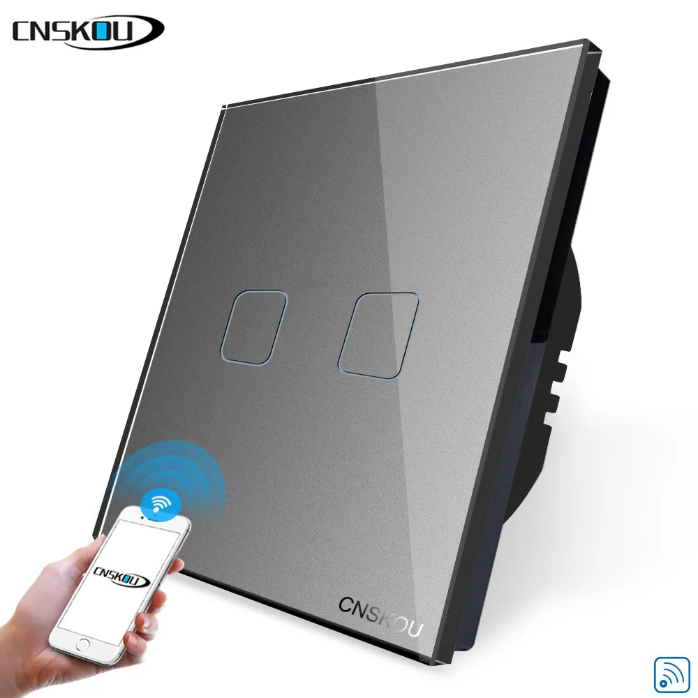 CNSKOU EU 2Gang Smart WiFi Switch Wall Light Switch APP/Touch Control Home Automation Control