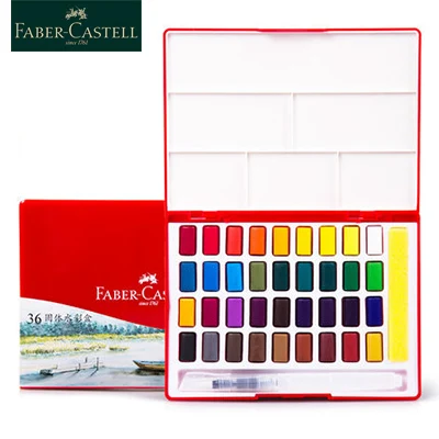 Faber Castell воды Цвет Краски 24/36/48, набор, Одноцветный Рисование акварелью набор коробка яркие Цвет Портативный воды Цвет пигмент - Цвет: 36colors