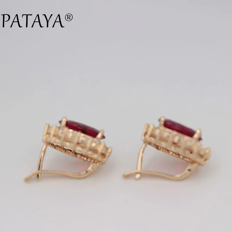 PATAYA Rose Red большие серьги 585 розовое золото натуральный кубический цирконий женские роскошные свадебные ювелирные аксессуары овальные висячие серьги