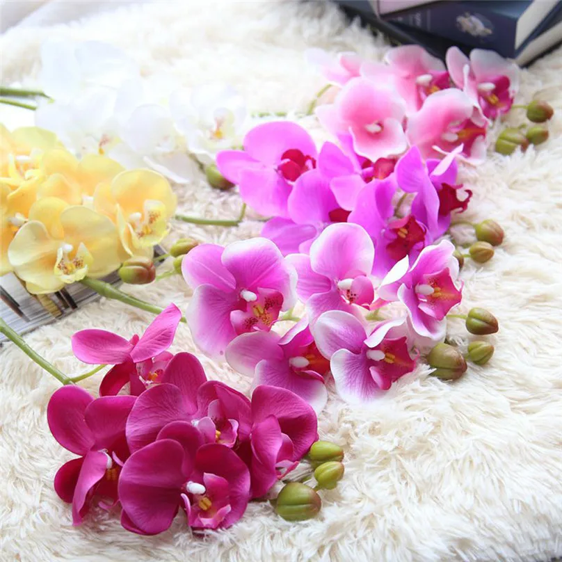 Fashion Orchid Artificial Flowers DIY Colorful Butterfly Orchid Silk Flower Bouquet Phalaenopsis Wedding Decoration #3m20 (2)
