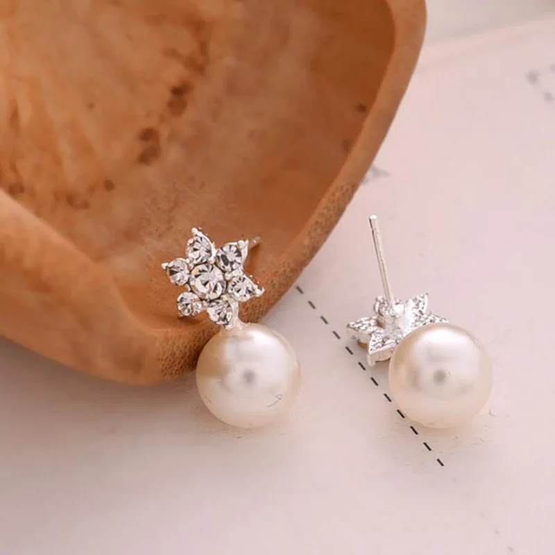 12 пар/партия, Двухсторонние серьги-гвоздики, имитация жемчуга, серьги с шестиконечными звездами, женские хрустальные серьги с кубическим цирконием, ювелирные изделия для ногтей