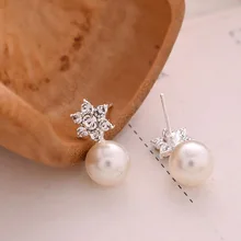 12 пар/партия, Двухсторонние серьги-гвоздики, имитация жемчуга, серьги с шестиконечными звездами, женские хрустальные серьги с кубическим цирконием, ювелирные изделия для ногтей