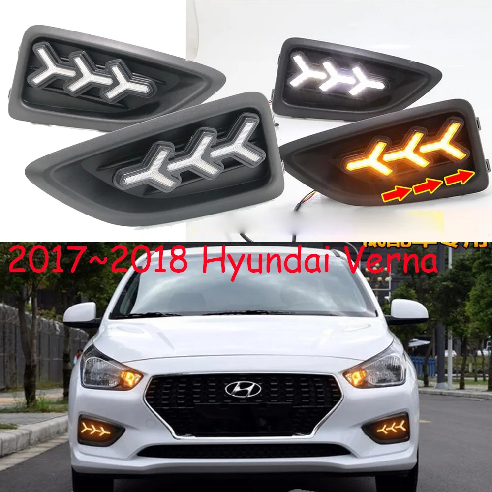 

1set Bumper headlight for Hyundai Verna daytime light 2017~2019y car accessories LED DRL headlamp for Verna fog light