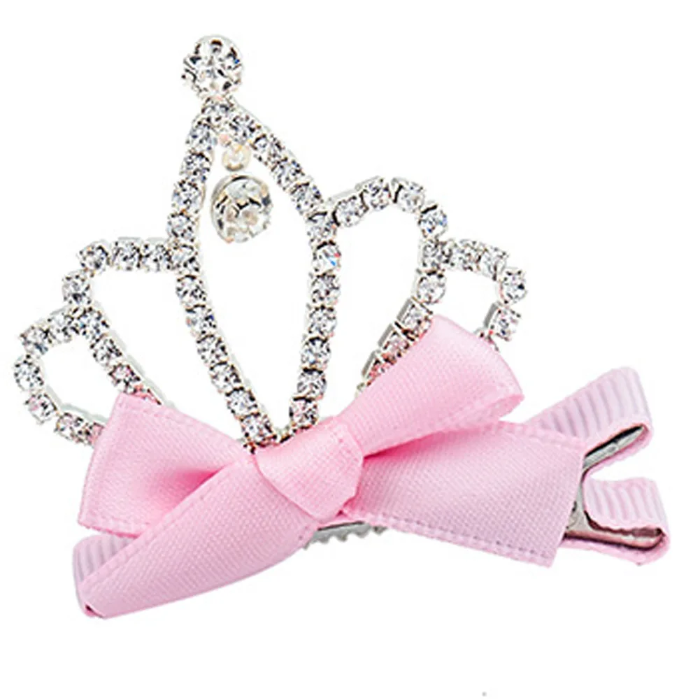 Rhinestone Rhinestones Tiaras Barrette Ribbon Bow Crown Hair Clip For