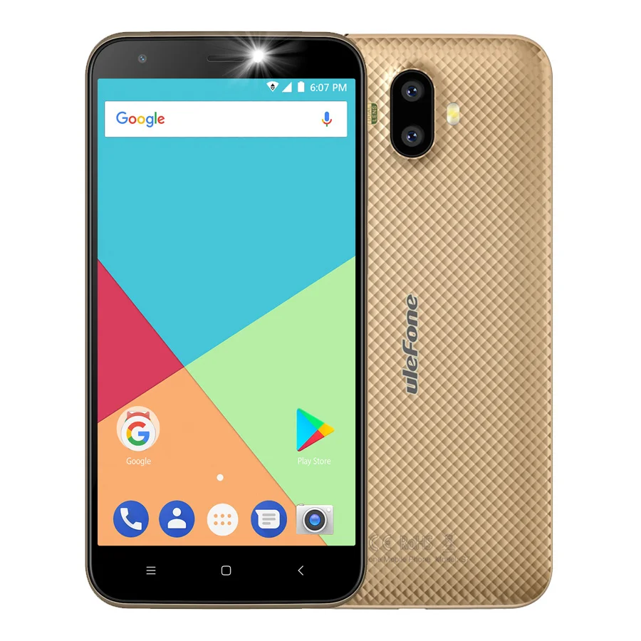 Ulefone S7 Pro две тыловые камеры Android 7 0 MTK6580 четыре ядра 5 дюймов HD 13 МП 2 Гб ram 16 ГБ rom 2500