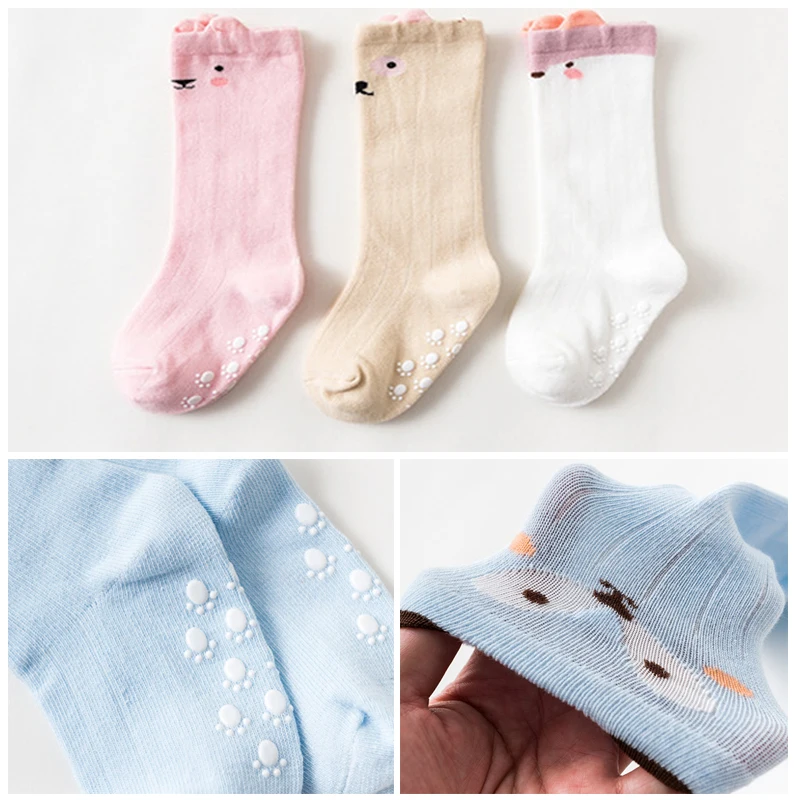 

Baby Socks Non-slip Cotton Animal Printed Knee High Kids Boy Girl Socks Anti Slip cute baby Cartoon Leg Warmers newborn socks
