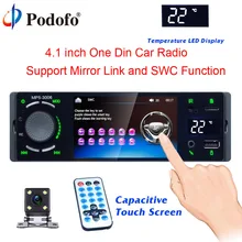 Podofo 4 “Per Auto Bluetooth Radio Touch Screen 1 Din Specchio Link Autoradio MP5 Lettore Video USB AUX Audio Stereo macchina Fotografica di Rearview
