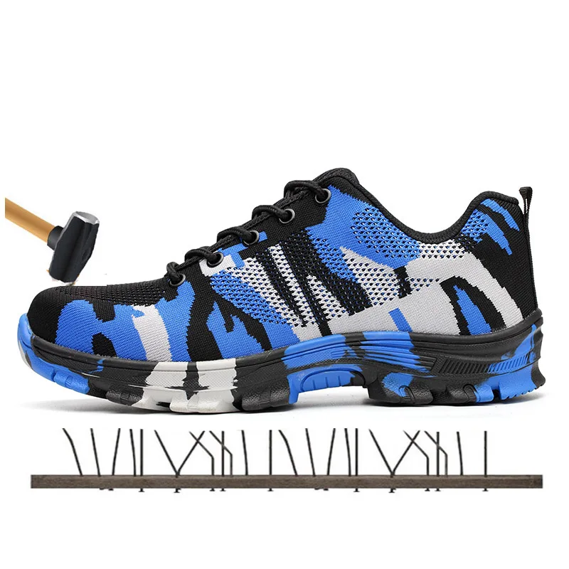 blue camo steel toe shoes