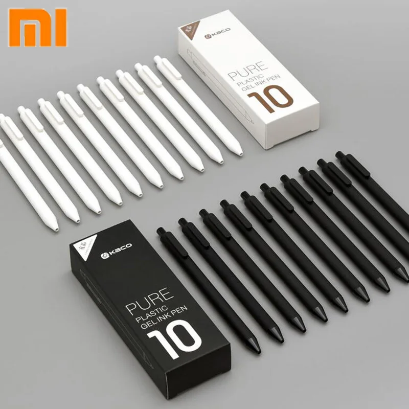 

10pcs/set Xiaomi KACO Sign Pen 0.5mm Pen School/Office Worker Student Signing Pen Black White ABS Plastic Smooth Ink