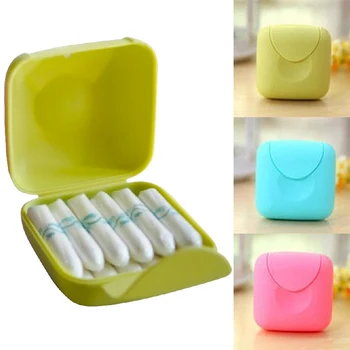 

1 Piece Portable Plastic box Travel Women Sanitary Napkin Tampons mini Storage Box Holder organizer Tool Set Random Color