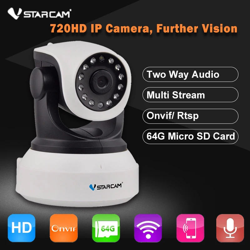 VStarcam C7824Wip HD 720P Wireless Security IP Camera WiFi Onvif Night Vision Audio Recording Surveillance CCTV