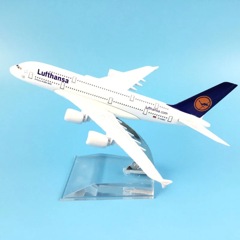 Бесплатная доставка модель самолета 16 см A380 LUFTHANSA из металлического сплава