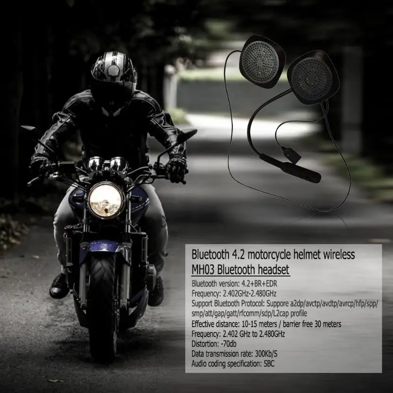 VODOOL Motorcycle Motorbike Accessories Helmet Bluetooth MH03 Headsets Wireless Headphones Stereo Speaker Hand free Earphone