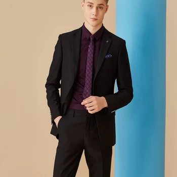 

Black Blazer Men Business Suit Wedding Dress Groom Tuxedos Groomsman Suits Slim Fit Suit 2 Pieces (Jacket+Pants) Best Men 2018