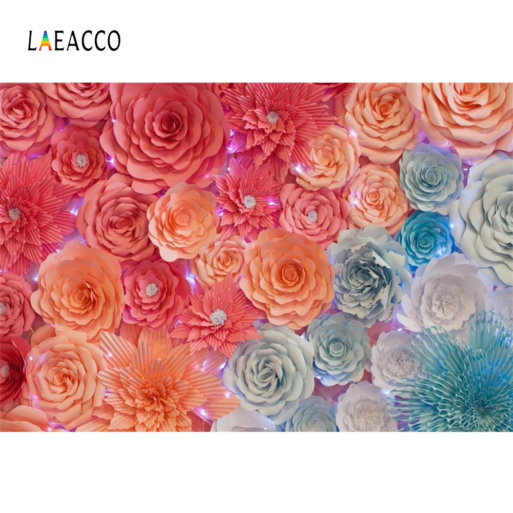 

Laeacco Flower Paper Handmade Wedding Wall Baby Bridal Portrait Photo Backgrounds Photography Backdrops Photocall Photo Studio
