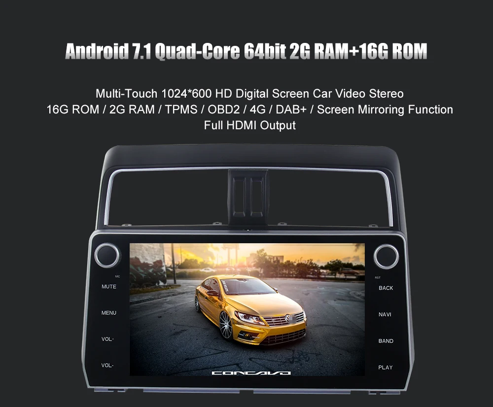 Sale 10.2" 2 din Car Multimedia Player for Toyota New Prado 2018 Android 7.1 Stereo Navigation Steering Wheel Contorl 1024*600 Radio 4
