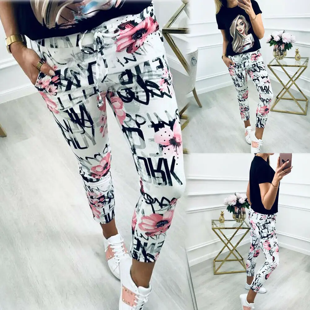

Fashion Women High Waist Fitness Leggings Elastic Waist Ankle Length Stretchy Slim Skinny Gym Workout Print Casual Leggings