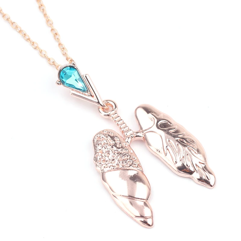 Anatomical Organ Necklace Rose Gold Lung Shape Link Chain Necklace