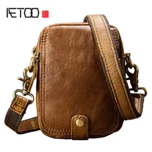 AETOO  Cowhide shoulder Messenger bag men sports bag outdoor portable small backpack casual mini pockets male bag