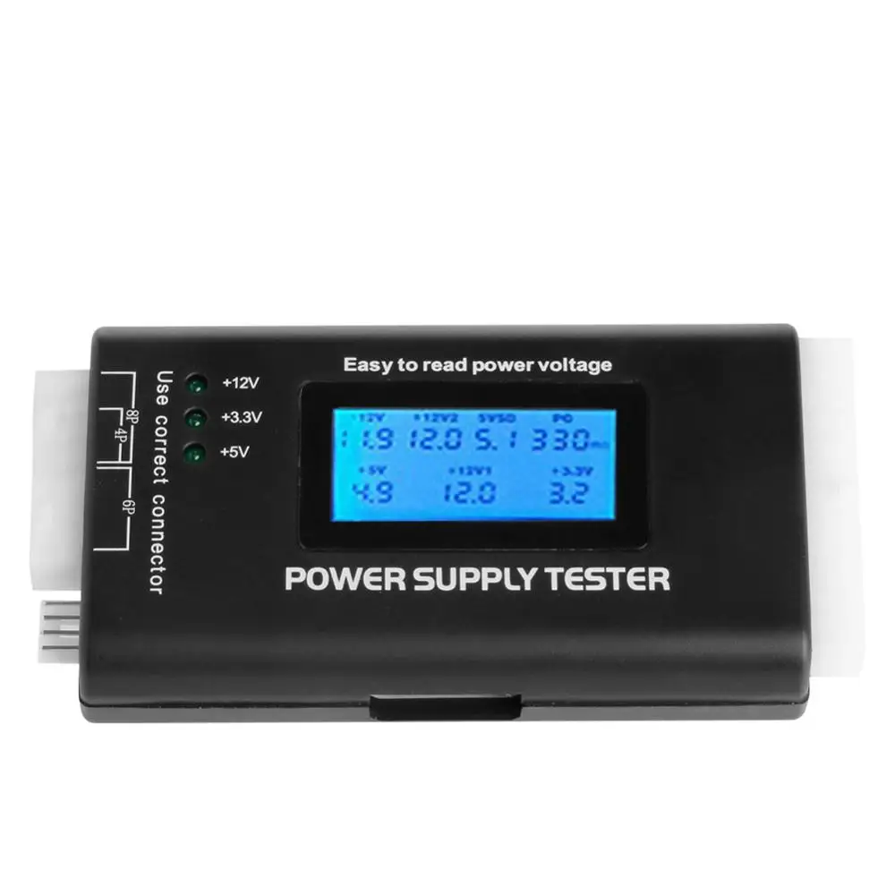 

Digital LCD Power Supply Tester Multifunction Computer 20 24 Pin Sata LCD PSU HD ATX BTX Voltage Test Source High Quality