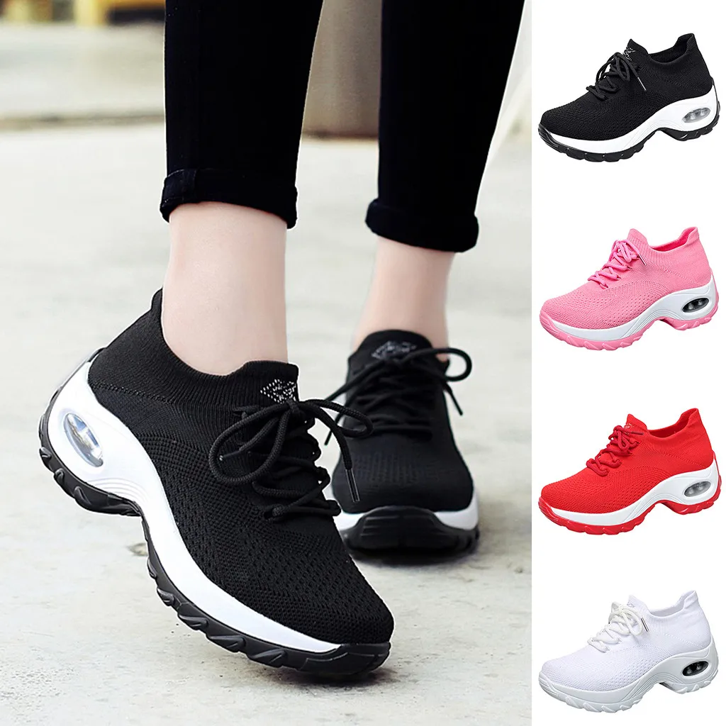 2020 chaussures femme Кроссовки Женская Повседневная однотонная Спортивная дышащая обувь