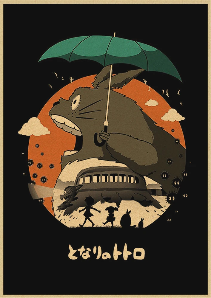Хаяо Миядзаки мультфильм Tonari no Totoro ретро крафт-бумага плакат ВИНТАЖНЫЙ ПЛАКАТ украшение комнаты - Цвет: Непроницаемый