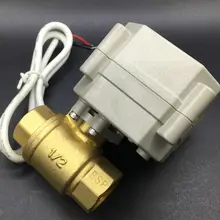 2 Порты и разъёмы Женский BSP 1/2 ''латунь DN15 моторизованный шаровой клапан TF15-B2-A, переменного тока/DC9V-24V 3 провода 2-полосная воды автоматический клапан металлический Шестерни CE