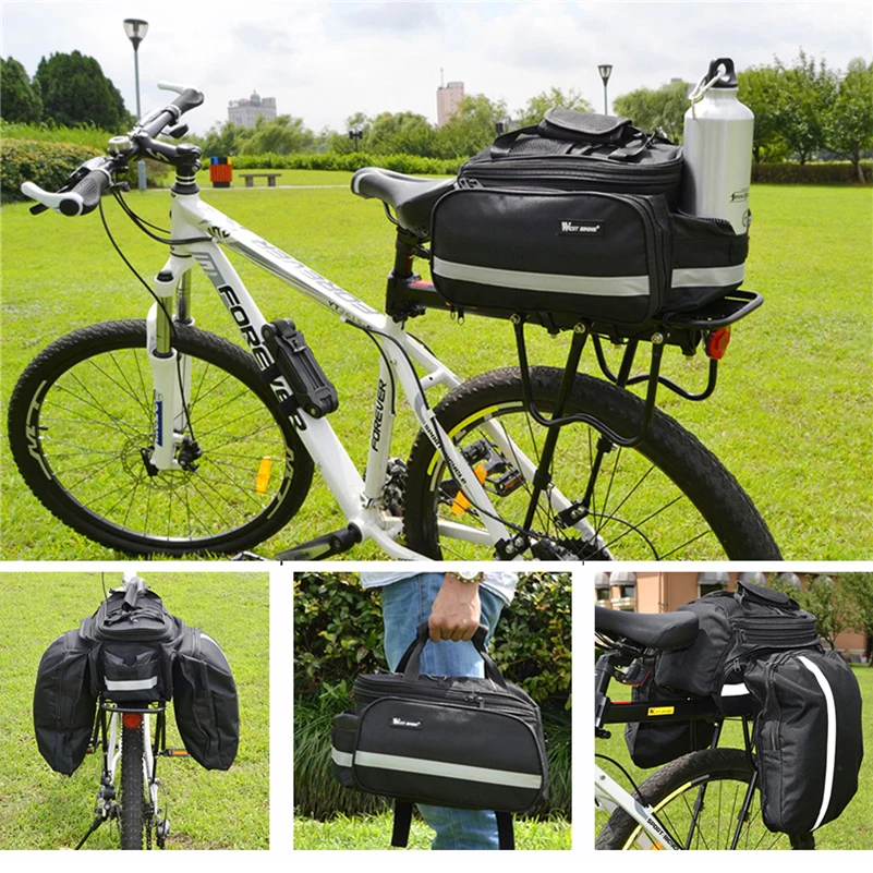 Clearance WEST BIKING Waterproof Cycling Bicycle Bike Rear Seat Road MTB Handbag Pannier Black Trunk Bag With Raincoat Bicycle Accessories 5