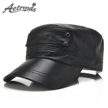 [AETRENDS] Черная Мужская бейсболка из натуральной овечьей кожи, Фирменные Плоские кепки для папы, уличные кожаные шапки gorras planas Z-5296