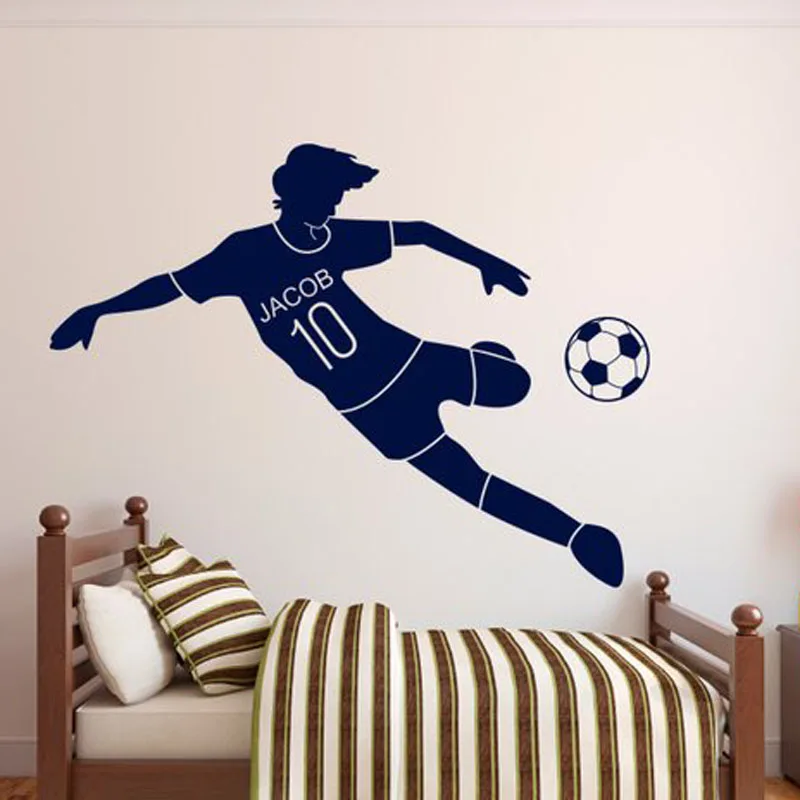 

Football Wall Decal Personalized Name Soccer Wall Sticker For Kids Room Nursery Decor Boys Teen Sport Vinyl Home Decor N130