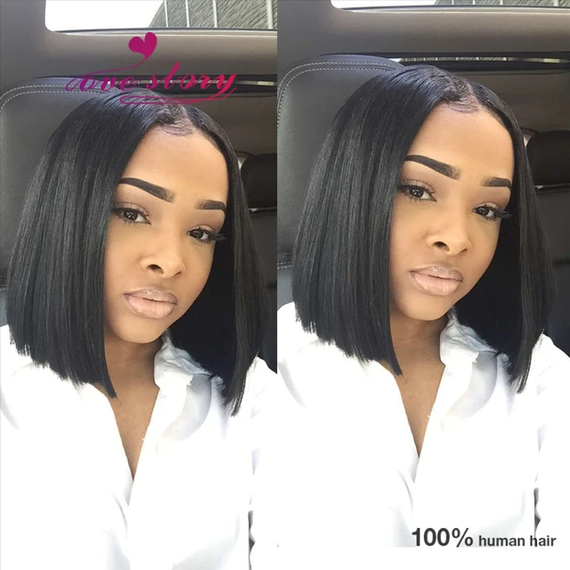 Image of Black blunt cut bob with middle part