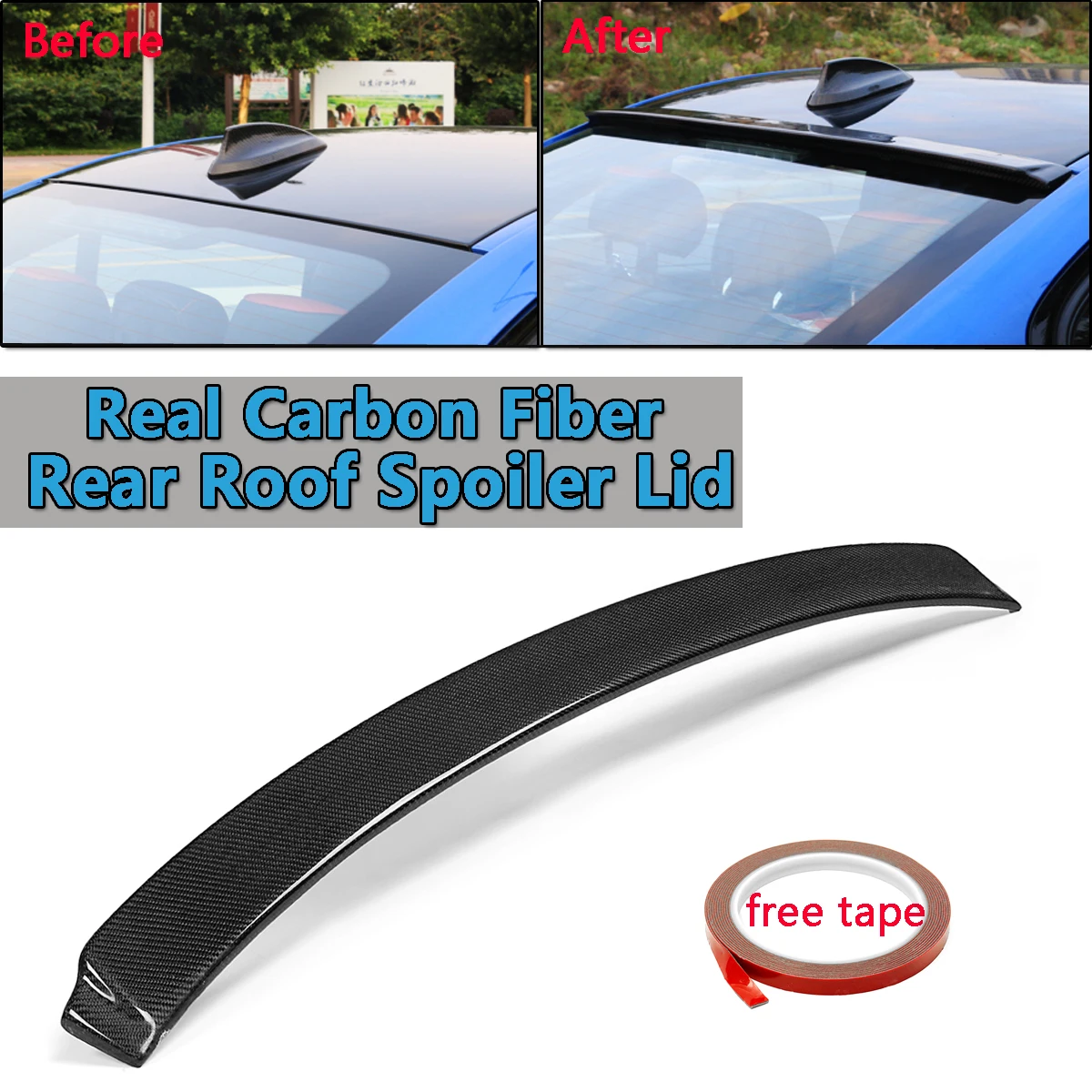 

New Real Carbon Fiber Roof Spoiler Lid Wings For BMW 3 Series F30 2013-2017 Rear Wing Spoiler Rear Trunk Roof Wing Glossy Black