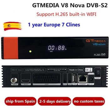

GT Media V8 Nova DVB-S2 Freesat Satellite Receiver H.265 built-in WIFI+1 Year Europe Spain TV Box New version of V8 Super