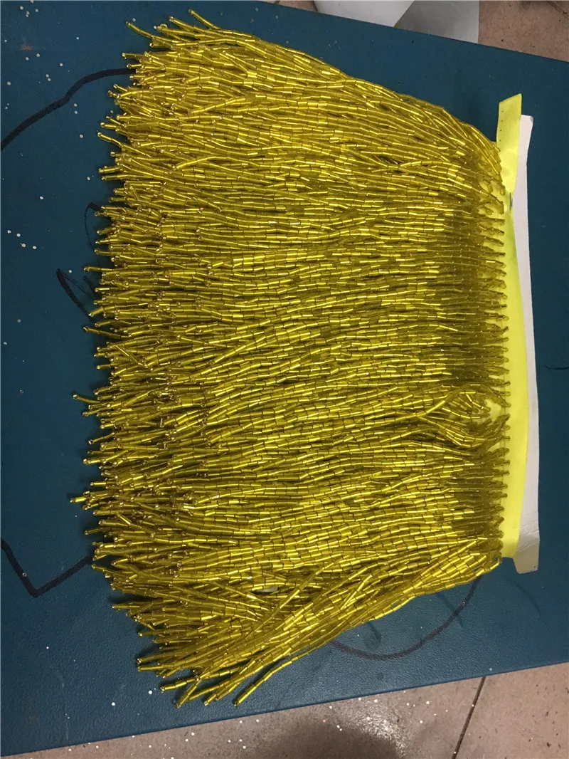 

nice yellow color YG-10 beads tassel fringe 5yards in high quality for wedding or party decoration dress