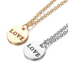 2019 316L Stainless Steel 4 Style Love Letter Charm Necklace Gold Silver Tone Heart Love Round Tag Pendant Long Chain Necklace 2019 316L Stainless Steel 4 Style Love Letter Charm Necklace Gold Silver Tone Heart Love Round Tag Pendant Long Chain Necklace