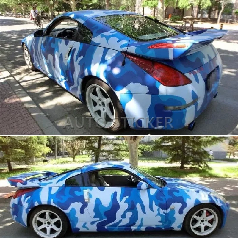 Best Offers 1.52x5 m/10 m/15 m/20 m/25 m/30 m Blauw Camouflage Vinyl Sticker Auto Body Sticker SUV TRUCK sticker camo foile wrap sheet