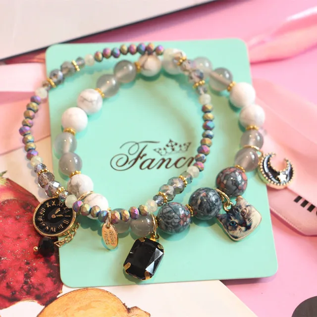 

Custom Handmade Bohemia Natural Stone Crystal bileklik Retro Chakra Bracelet Womens Bracelets for Women Thread Bangles Jewelry