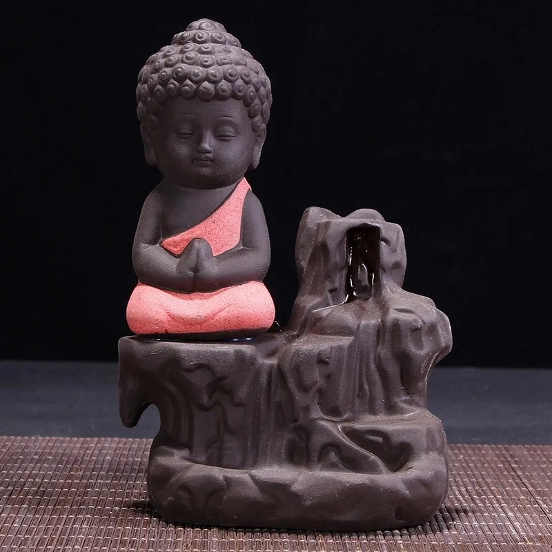 Ceramic Aromatherapy Furnace The Little Monk Buddha Backflow Incense Smell Burner Smell Aromatic Teahouse Home Decoration Ceramic Aromatherapy Furnace The Little Monk Buddha Backflow Incense Smell Burner Smell Aromatic Teahouse Home Decoration
