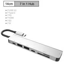 7-в-1 Тип C концентратор мульти Порты и разъёмы HDMI адаптер Ethernet Порты и разъёмы с 2 портами(стандарт 3,0 Порты с 60WPower доставки для macbookand более USB C концентратор, Лидер продаж