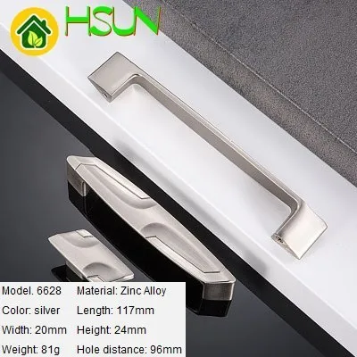 European Cabinet Drawer Door Handle Gold Silver Zinc Alloy Modern Minimalist Hotel Room Door Small Handle Door Knob Pull - Цвет: silver 96mm