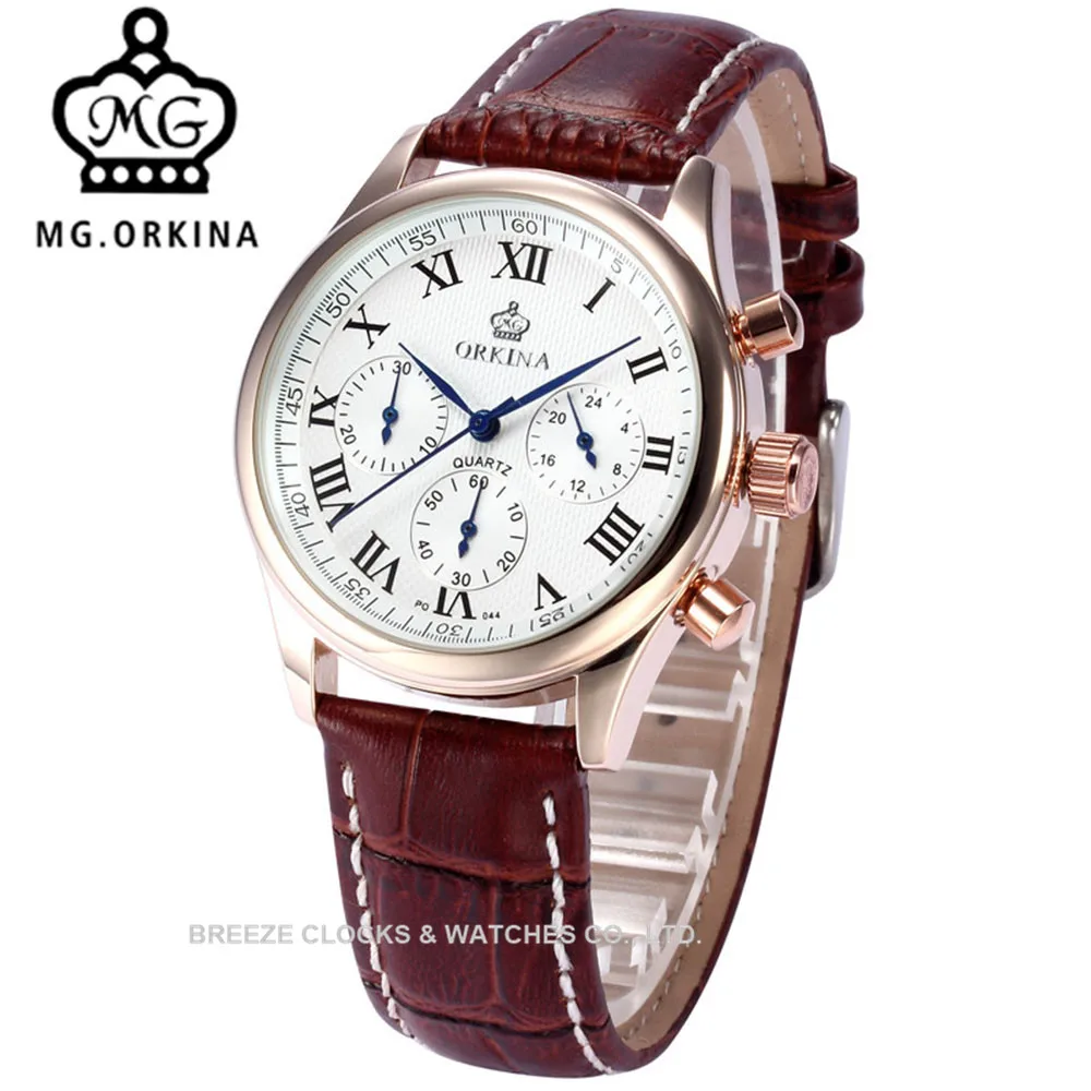 

MG.ORKINA 39MM Ladies Watches Brown Leather Strap Quartz Watch Roman Numeral Wristwatche Zegarek Damski Christmas Gifts
