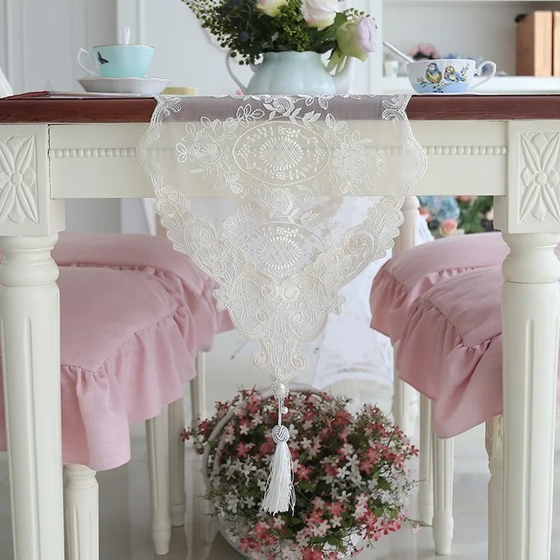

Extra Long Fashion European Romantic Lace Embroidered Tablecloth Coffee Piano Table Runner Mats Cover Cloth Banquet Home Decor