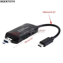 Micro USB/USB 2.0 OTG Hub TF SD MS Type-C Card Reader For PC Laptop for Android