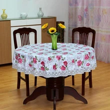 Nuevo Estilo Pastoral PVC Paño Mesa Redonda Impermeable Óleoresistente Flor Impresa Mantel Cubierta de Mesa de Plástico de Boda Fiesta En Casa