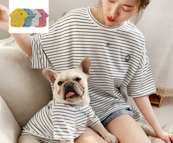 

Family Clothes For Dog Small Big Large Dog Clothes Coat summer T shirt Strip Dog Shirt Adult Shirt Dog Pajamas clothing